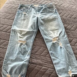 MOTHER SUPERIOR Light Wash Distressed Ripped Jeans